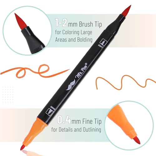 Mr. Pen- Dual Tip Brush Pens, 12 pcs, Vibrant Colors
