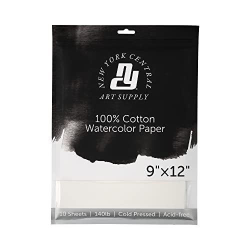 New York Central Watercolor Paper, 140 lb. Cold Press - 9"x12" 50 Sheets - size: 9x12"