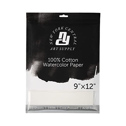 New York Central Watercolor Paper, 140 lb. Cold Press - 9"x12" 50 Sheets - size: 9x12"