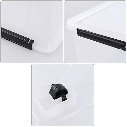Asking 30 Qt Plastic Storage Bins with Lids, Clear Storage Box, 4 Pack - size: 30 L