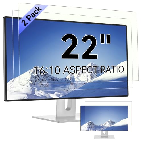 [2-Pack] 22 Inch Computer Blue Light Blocking Screen Protector for 16:10 Widescreen Monitor, Anti Glare Anti-UV Eye Protection Desktop PC LED Monitor Filter, Removable Anti-Scratch Screen Film 22in - size: 22 Inch - 16:10 Aspect Ratio