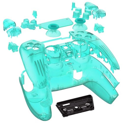 eXtremeRate Full Set Shell with Buttons Touchpad Cover, Emerald Green Custom Replacement Decorative Trim Shell Front Back Plates Compatible with p s 5 Controller BDM-010 020 - Without Controller - color: Emerald Green