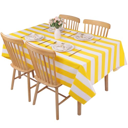 Kesfey Yellow Striped Tablecloth Picnic Vertical Stripe Table Cover 3 Packs - color: Yellow Verticall Striped