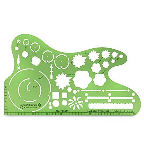 ALVIN, TD5361, Landscape Design Template, Drawing and Drafting Tool for Artists, Architects, Design and Drafting, 1/8 Inches Scale - style: Landscape Temp 1/8In Scale