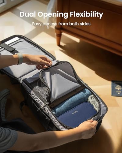 tomtoc Travel Backpack 40L, TSA Carry On Bag Flight Approved, PFAS Free - color: Black-ripstop, size: 40L