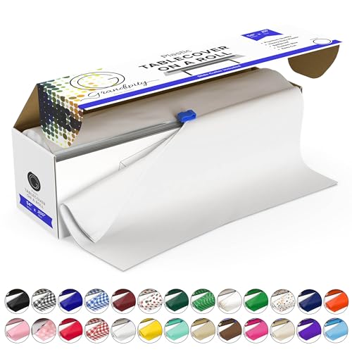 Grandipity Plastic Table Cloth Roll - 54in x 300 Ft. Table Cover White - color: White, size: 3600" x 54" (Rectangular)