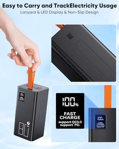 80000mAh High Capacity Power Bank, 30W Fast Charging Portable Charger PD&QC 3.0, 5 Output 2 Input Large Powerbank with LED Display USB C Battery Pack Charger Portable for Outdoor Camping Travel - size: 80000mAh