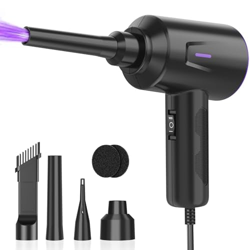 Meudeen Air Duster - Compressed Air - 5.74 oz High Power Cleaning for Computer - PC - 2 Gear Air Blower (Black Purple) - color: Black Purple