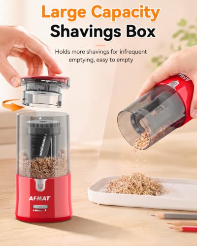 AFMAT Electric Pencil Sharpener, Plug-in Pencil Sharpener for 6-12mm Pencil - color: Red