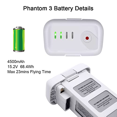 KUWATA Intelligent Flight Battery for DJI Phantom 3 Professional/Advanced/Standard/4K/SE, 4500mAh, 2-Pack, Drone Extended Battery