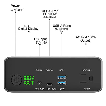 Laptop Power Bank with AC Outlet, 40000mAh PD 100W USB-C Charging