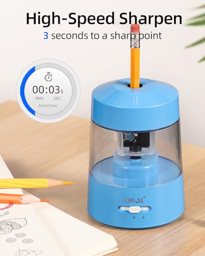 ZMOL Electric Pencil Sharpener Battery Powered, 6-12mm Jumbo Pencils,Blue - color: Blue