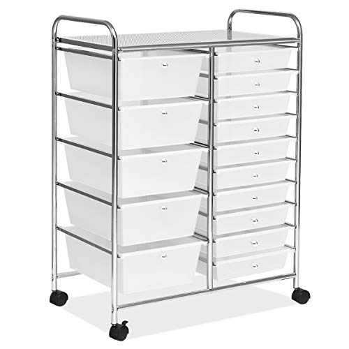 RELAX4LIFE 15-Drawer Rolling Storage Drawer Cart Organizer - color: Clear, style: 15 Drawers-34.5"