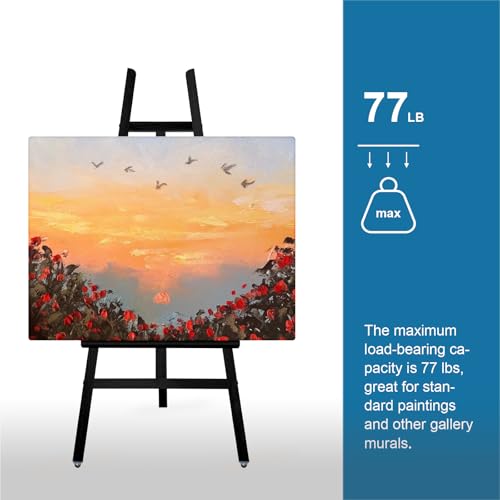 A-Frame Wooden Display Easel, Lyre Beechwood Studio Easel Stand, Black - color: Black