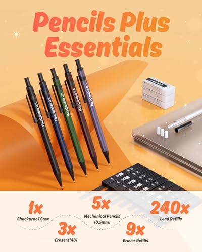 Four Candies 0.7mm Mechanical Pencil Set with Case + Metal Mechanical Pencil Set