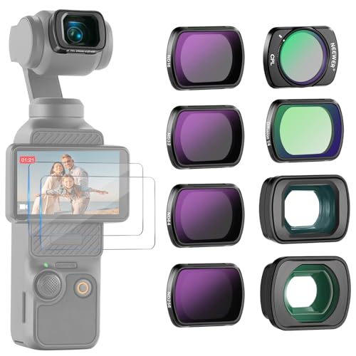 NEEWER ND Filter Set Compatible with DJI Osmo Pocket 3 / Pocket 4 / Xtra Muse, ND16/32/64/256, CPL, Black Diffusion 1/4 Filter for Mist Cinematic Effect, Wide Angle, Macro Lens, FL-B17