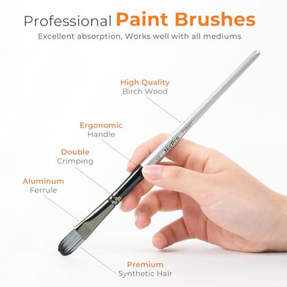 Nicpro 36pcs Paint Brush Set,Professional Paintbrushes for Acrylic Painting - color: Silver