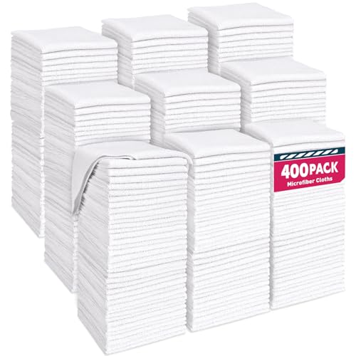 TEAWOO White Microfiber Cleaning Cloths Bulk-400 Pack, Cleaning Rags White - color: White, size: 400 Pack