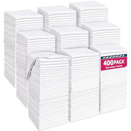 TEAWOO White Microfiber Cleaning Cloths Bulk-400 Pack, Cleaning Rags White - color: White, size: 400 Pack