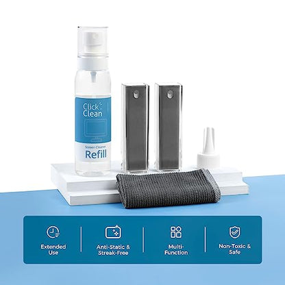 CLICK CLEAN Screen Cleaner Kit, 2 Cleaning Sprays with 4 oz Refill - size: 2 L116T Screen Cleaner Refill Kits