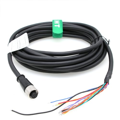 Power IO Cable M12 12 Pin Female to Flying Lead for GigE Camera Cognex Data Man Reader Checker in-Sight Vision Sensor Actuator, 15m - color: Straight, size: 15 m