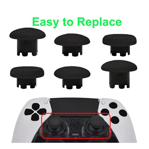 6-in-1 Interchangeable Thumbstick Caps for PS5 DualSense Edge Controller,Swappable Thumbsticks for PS5 Dualsense Controller, Thumbsticks Joysticks Kits Replacement for PS5 Dualsense Controller(Black) - color: Black