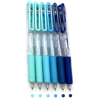 6 Colors 0.7mm Fine Pointed Acrylic Gel Pen Set,Sea Salt Blue - color: Clear