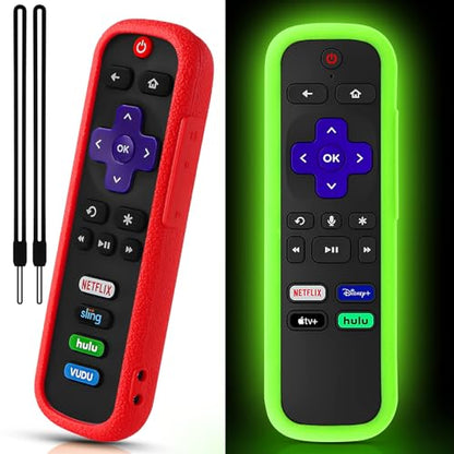 2 Pack Remote Cover for Roku TV Controller Glow in The Dark,Green Red - color: Glow Green and Red, size: 2 Pack