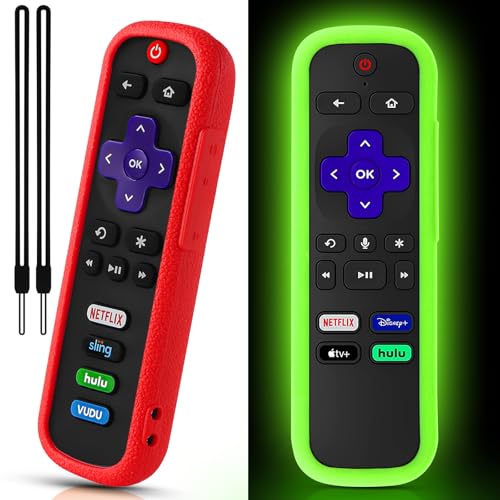 2 Pack Remote Cover for Roku TV Controller Glow in The Dark,Green Red - color: Glow Green and Red, size: 2 Pack