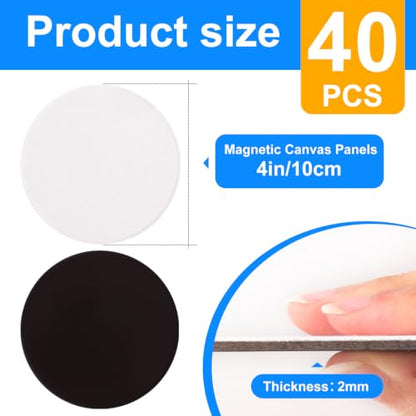 ESRICH 40Pack 4x4IN Round Mini Canvas Magnets, Small Magnetic Paint Canvas - size: 4 x 4 in (40 Pack)