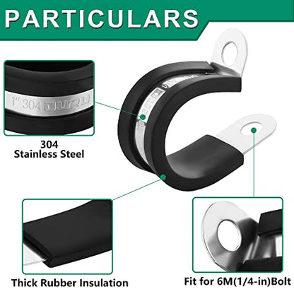 OURU 2 Inch Cable Clamps, Rubber Coated Insulated Clamps, 40pcs, 51mm - size: 40 PCS - 2 Inch