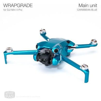 WRAPGRADE Skin Stickers Compatible with DJI Mini 4 Pro | Full Wrap (Caribbean Blue) - color: Caribbean Blue