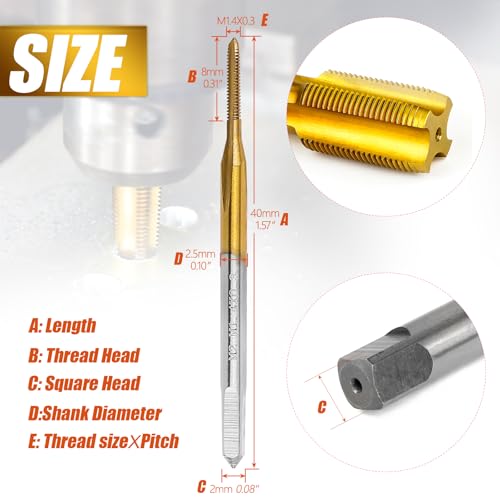 2Pc M1.4 X 0.3 Thread Tap for Metal,M1.4 X 0.3 M2 HSS Thread Milling Tap - size: M1.4x0.3 - 2Pcs