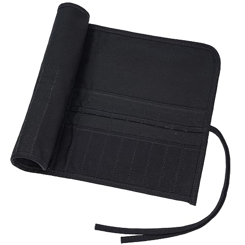 ECHSRT 30-Slot Canvas Paint Brush Holder Roll Up Case Organizer, Black - color: Black