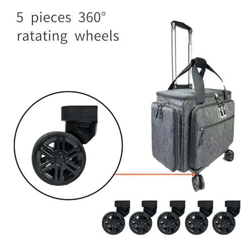 Rolling Teacher Bag with Five 360-Degree Rotating Wheels,Fits for 15.6" Laptop - color: Black