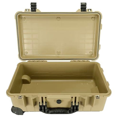 Eylar 22" Carry-On Travel Roller Gear, Camera, Drones, Tools, Equipment Hard Case Waterproof with Foam (Tan) - color: Tan