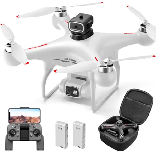 Drone with 4K HD Camera, Remote Controller, 02 Batteries, and Carrying Case, S116 Drone with 4K Camera for Adults, RC Quadcopter with Obstacle Avoidance, Optical Flow, Trajectory Flight, Headless Mode, Gravity Sensor, Brushless Motor, Storage Bag and 2 Ba