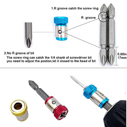 6 Pieces Magnetic Screw Ring With 2 Pieces Ph2 Screwdriver Bit Set,Magnetizer Screw Removable For 1/4 Inch/6.35mm Hex Screwdriver and Power Bits (MIX) - style: 6V2