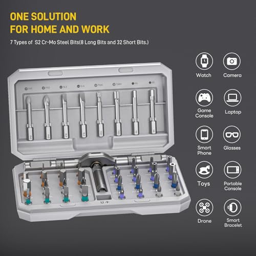 42 in 1 Magnetic Ratchet Screwdriver Set, T Handle Ratchet Screwdriver Kit - color: Light Grey, size: 42 PCS