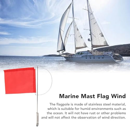 Ejoyous Wind Indicator Flag, Marine Wind Flag with Stainless Steel Mast, Triangular, Red, for Sailboat Yacht Dinghy - size: 185*135mm(7972SM)