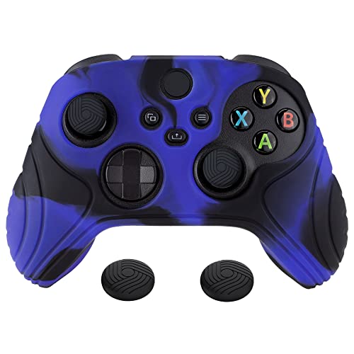 eXtremeRate PlayVital Samurai Edition Anti-slip Controller Grip Silicone Skin for Xbox Core Controller, Ergonomic Protective Case Cover for Xbox Series S/X Controller w/Thumb Grips - Blue & Black - color: Blue & Black