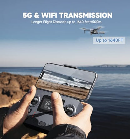 GPS Drones with Camera for Adults 4K, Foldable Drone with Brushless Motor, Auto Return/Follow, Tap Fly/Circle Fly, Beginner-Friendly One Key Start, 45 Mins Flight, Under 249g