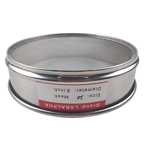 LABALPHA 20 Mesh Lab Sieves, #20 Mesh Test Sieve, 8'' Diameter, 304 Stainless Steel Wire Cloth (0.9mm) - size: 20 mesh (0.9mm)