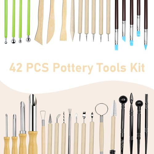 42 Pcs Pottery Tools Kit | Clay Sculpting Tools | Pottery Enthusiast Gifts