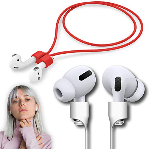 Ultra Strong Magnetic Airpod Pro Strap Anti-Lost Cord Sports Lanyard Compatible with Airpods 3rd 2nd Generation Pro 3 2 1 (Red) - color: Red