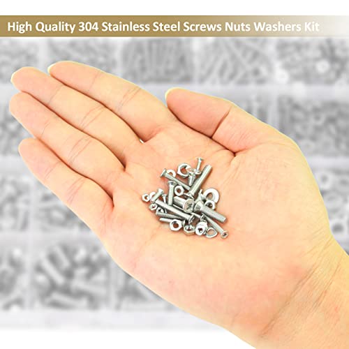 1285 Pieces M2 M2.5 M3 M4 Phillips Countersunk Head Machine Screws Nuts Washers Assortment Kit, 304 Stainless Steel, Fully Machine Thread - size: M2 M2.5 M3 M4, style: Phillips Countersunk Head