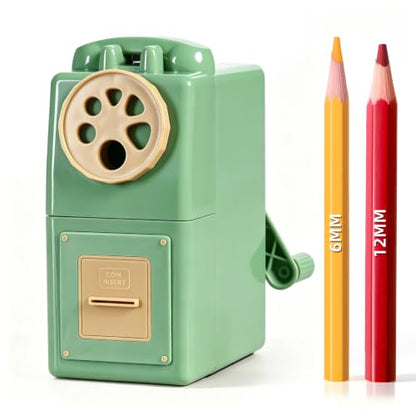 ZMOL Heavy Duty Manual Hand Crank Pencil Sharpener, Desktop, Green - color: Green