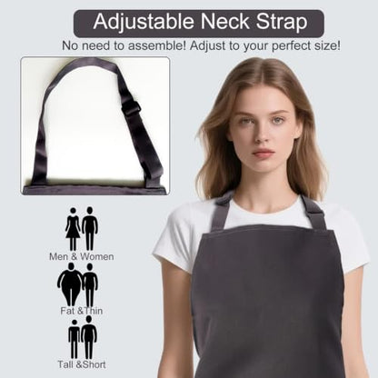 Kitchen Bib Chef Apron for Women Men with Pockets - color: Grey