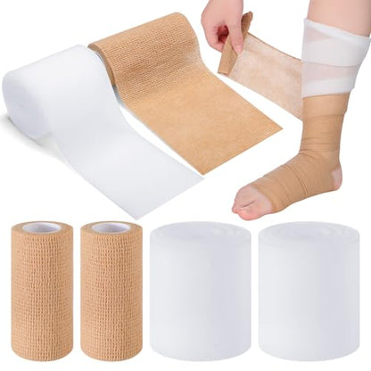 Geiserailie 4 Pcs 2 Layer Compression Wraps Bandage System for Leg Swelling - size: 10 cm
