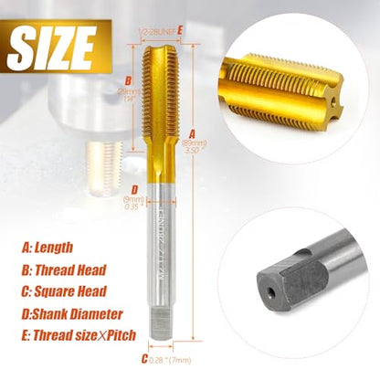 1/2"-28 UNEF Thread Tap for Metal,1/2"-28 UNEF M2 HSS Thread Milling Tap - size: 1/2"-28UNEF